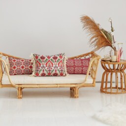 Scarlet Iris in Cancaya Cushion With Fringe, Home Decor Cushion, Decorative Pillow, Cotton Sofa Cushion, Chair Bed - thumbnail 2