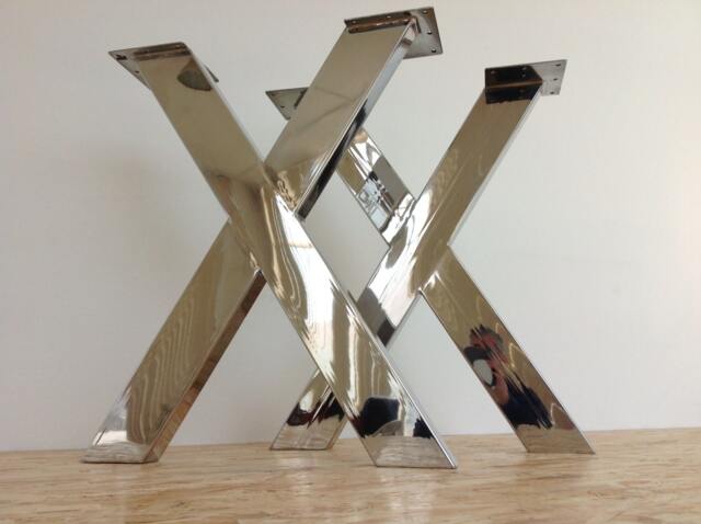 "Stainless Steel Dining Table Legs , 28"" X-Frame Legs, 24"" Base Width, Enli-X, Height 26"" - 30" - image 1