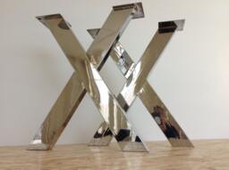 "Stainless Steel Dining Table Legs , 28"" X-Frame Legs, 24"" Base Width, Enli-X, Height 26"" - 30" - thumbnail 1