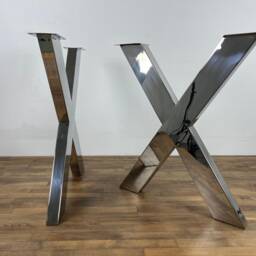 "Stainless Steel Dining Table Legs , 28"" X-Frame Legs, 24"" Base Width, Enli-X, Height 26"" - 30" - thumbnail 2