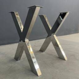 "Stainless Steel Dining Table Legs , 28"" X-Frame Legs, 24"" Base Width, Enli-X, Height 26"" - 30" - thumbnail 3