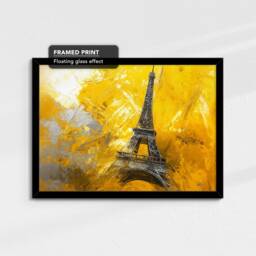 Gold Eiffel Tower Paris Landmark Abstract Oil Painting Framed Poster Print Or Canvas Wall Decor Art Bedroom Home Interior Gift - thumbnail 2