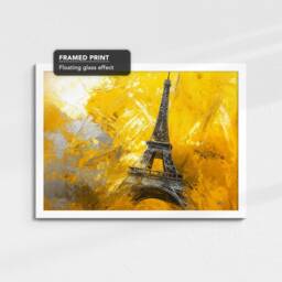 Gold Eiffel Tower Paris Landmark Abstract Oil Painting Framed Poster Print Or Canvas Wall Decor Art Bedroom Home Interior Gift - thumbnail 3