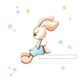 Rabbit Sitting Bookshelf Wall Decal, Bunny Sticker. Nursery Decor, Art, Wall Decal, Sticker, Playroom Art - thumbnail 2
