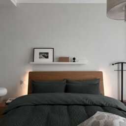 Charcoal Green Waffle 100% Cotton Duvet Cover Set - thumbnail 3