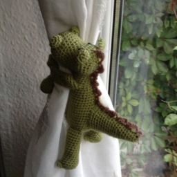 Dinosaur Curtain Tie - Single, Animal Back, Nursery Tie, Amigurumi Dinosaur, Crochet Dragon, New Baby Gift, Decoration - thumbnail 3