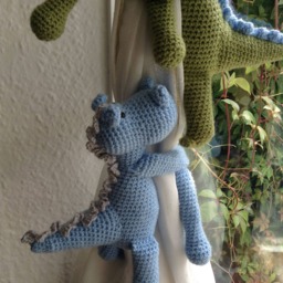 Dinosaur Curtain Tie - Single, Animal Back, Nursery Tie, Amigurumi Dinosaur, Crochet Dragon, New Baby Gift, Decoration - thumbnail 2