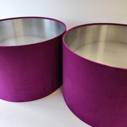 Plum Purple Lampshade in Velvet With Silver Lining, Large Plain Ceiling Lightshade - thumbnail 2