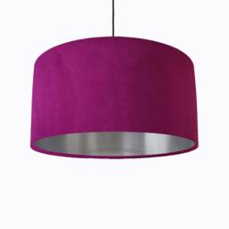 Plum Purple Lampshade in Velvet With Silver Lining, Large Plain Ceiling Lightshade