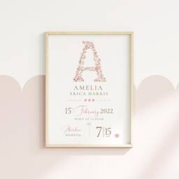 New Baby Personalised Print Birth Details Keepsake Gift, Newborn Girls Boys Nursery Decor - thumbnail 3