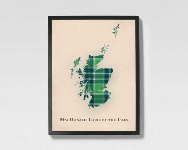 Macdonald Lord Of The Isles Scottish Tartan Map - Scotland Family Wall Decor, Ready To Hang - image 1