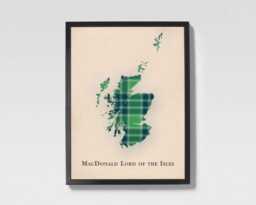 Macdonald Lord Of The Isles Scottish Tartan Map - Scotland Family Wall Decor, Ready To Hang - thumbnail 1