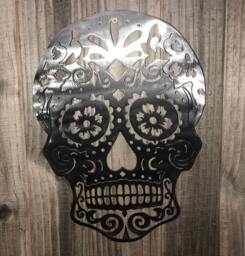 Sugar Skull Metal Wall Art, Day Of The Dead, Dia De Los Muertos - thumbnail 1