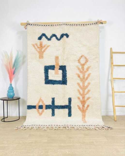 Ivory Moroccan Berber Rug, Handwoven Wool Shag Boho Nursery Authentic Beni Ourain Carpet, Large 9x12 Area Rug - image 1