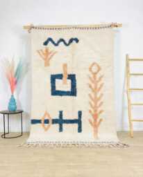 Ivory Moroccan Berber Rug, Handwoven Wool Shag Boho Nursery Authentic Beni Ourain Carpet, Large 9x12 Area Rug - thumbnail 1