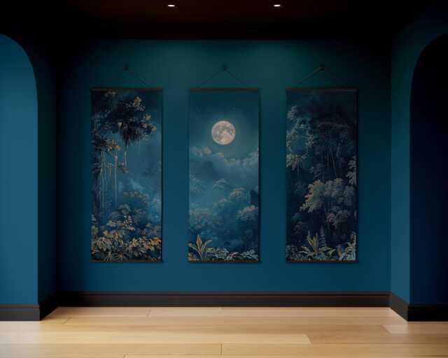 Moonlit Forest Tapestry - Wall Hanging Unique Art - image 1