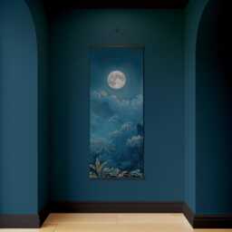 Moonlit Forest Tapestry - Wall Hanging Unique Art - thumbnail 2