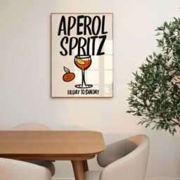 Aperol Spritz Print, Unframed Art, Bold Kitchen Posters, Trendy Bright Decor, Living Room, Typography Quotes, Retro, Alcohol, Cocktails, Bar - thumbnail 2
