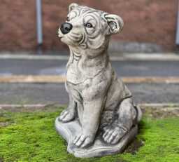 Stone Large Bull Terrier Statue Concrete Dog Sculpture Outdoor Staffordshire Decor Cement Pet Figure Memorial Art Lawn Ornament - thumbnail 1