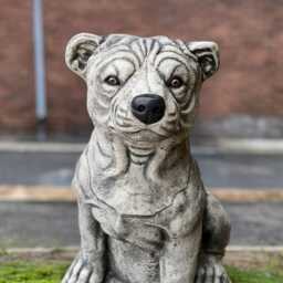 Stone Large Bull Terrier Statue Concrete Dog Sculpture Outdoor Staffordshire Decor Cement Pet Figure Memorial Art Lawn Ornament - thumbnail 3