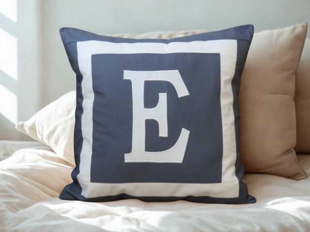 Monogram Initial Cushion Cover, Handmade Cotton Pillow - Charcoal - image 1