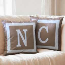 Monogram Initial Cushion Cover, Handmade Cotton Pillow - Charcoal - thumbnail 3