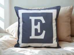 Monogram Initial Cushion Cover, Handmade Cotton Pillow - Charcoal - thumbnail 1