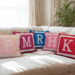 Monogram Initial Cushion Cover, Handmade Cotton Pillow - Charcoal - thumbnail 2