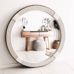 Large Round Rope Mirror - Nautical Coastal Home Decor - 35.4 - thumbnail 2