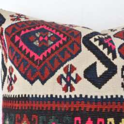 "Kilim Pillow, Wool Kilim Pillow From Anatolia 60x60 cm, 24""x24" - thumbnail 2