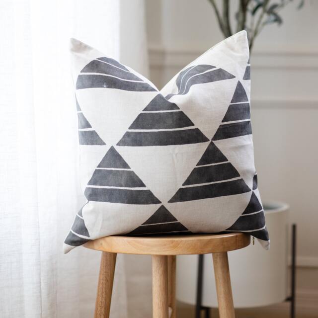 Pierce -- Geometric Pillow Cover ??? Designer Linen Aztec Neutral Lumbar Grey ???Gray - image 1