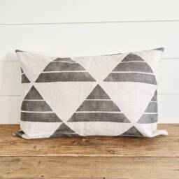 Pierce -- Geometric Pillow Cover ??? Designer Linen Aztec Neutral Lumbar Grey ???Gray - thumbnail 3