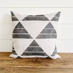 Pierce -- Geometric Pillow Cover ??? Designer Linen Aztec Neutral Lumbar Grey ???Gray - thumbnail 2