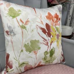 Decorative Cushion Cover Pillow Throw Cover - Floral Design Orange Green Double Sided Designer Panaz Fabric - thumbnail 2