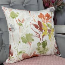 Decorative Cushion Cover Pillow Throw Cover - Floral Design Orange Green Double Sided Designer Panaz Fabric - thumbnail 1