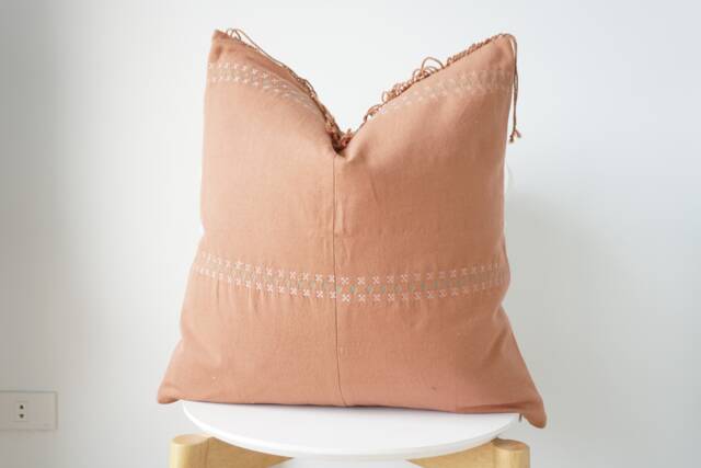 Brown Tribal Hemp Hand Woven Natural Dye Color Hmong Lumbar Pillow Cover - image 1