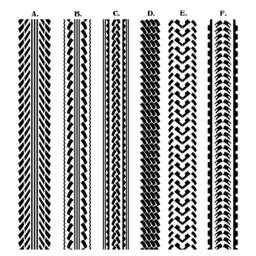 Tire Tracks, Motorcycle, Car, By The Section, Tread Art, Tred Decal, Bmx, Auto Vinyl, Automobile Sticker, Garage Decor - thumbnail 1