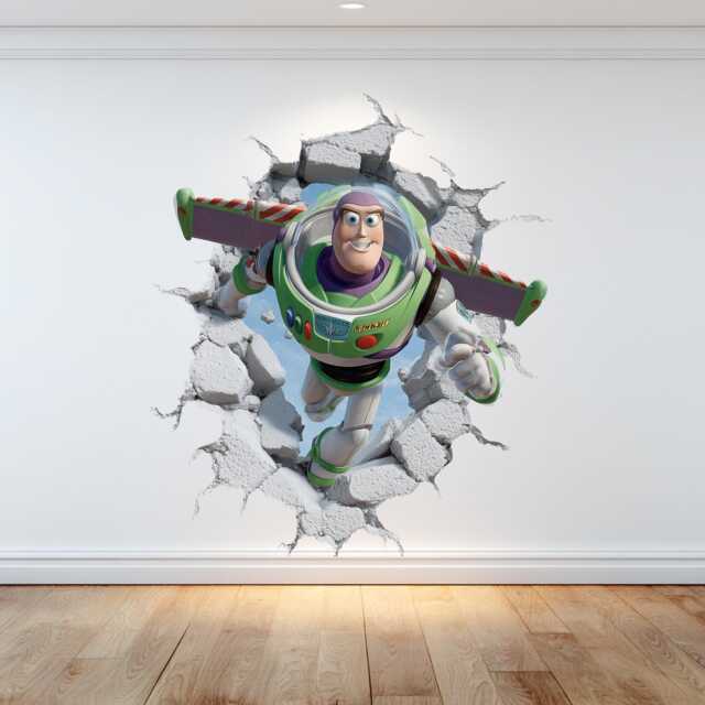 Buzz Lightyear Wall Decal Toy Story Nursery Decor Smashing Through The Wall Vinyl Sticker - image 1
