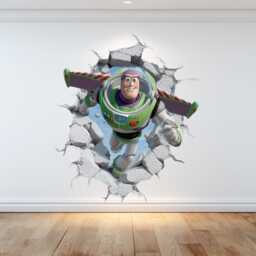 Buzz Lightyear Wall Decal Toy Story Nursery Decor Smashing Through The Wall Vinyl Sticker - thumbnail 1