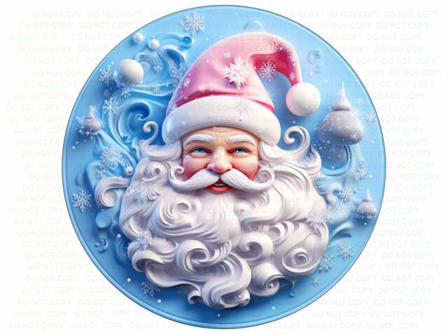 Pink Santa Christmas Sign, Metal Sign For Christmas, Santa Wreath Merry Christmas Uk, Pink Xmas - image 1