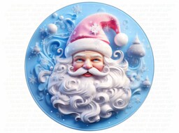 Pink Santa Christmas Sign, Metal Sign For Christmas, Santa Wreath Merry Christmas Uk, Pink Xmas - thumbnail 1