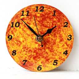Sun Desk Clock - Small Wall Decoupage Photo Space Astronomy Star Orange Round - thumbnail 3