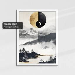 Gold & Black Abstract Oil Painting Framed Poster Print & Canvas Wall Decor Art Bedroom Home Interior Floral Gift - thumbnail 3
