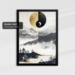 Gold & Black Abstract Oil Painting Framed Poster Print & Canvas Wall Decor Art Bedroom Home Interior Floral Gift - thumbnail 2