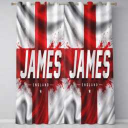 Personalised Name England Flag Curtains Three Lions Football Supporter Decor St Georges Cross Sports Match Fan Bedroom Window Drapes Gift - thumbnail 2