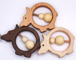 Carabao Wood Baby Rattle Organic Coconut Oil Finish
