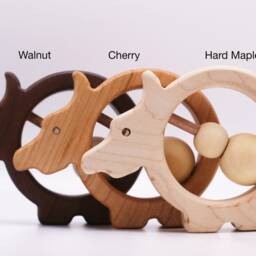Carabao Wood Baby Rattle Organic Coconut Oil Finish - thumbnail 2