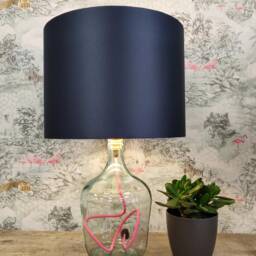 Midnight Blue Lampshade in Satin With Copper Lining - thumbnail 3