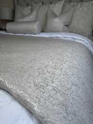 Grey Bed Runner Luxury Textured Quilted Scarf For Double - King Blake Shell Fabric - thumbnail 1