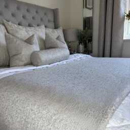 Grey Bed Runner Luxury Textured Quilted Scarf For Double - King Blake Shell Fabric - thumbnail 2